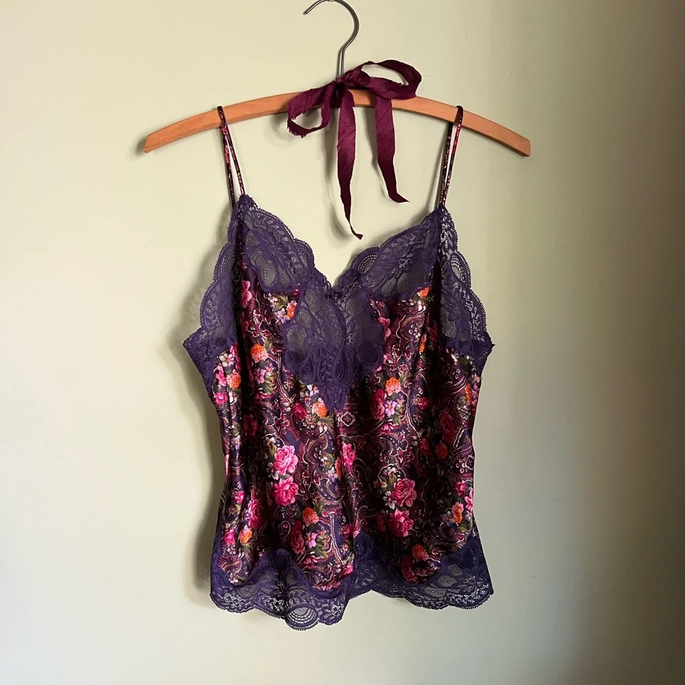 •Sold• Vintage Oscar de la Renta Camisole Top, Lingerie Slip Top, Floral Lace - Picture 1 of 9